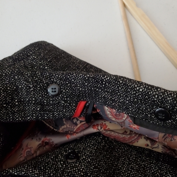 Marc Aurel Black Tweed Blazer Raw Hem Flap patch pocket Office Hidden Snap wool‎ - Picture 10 of 12